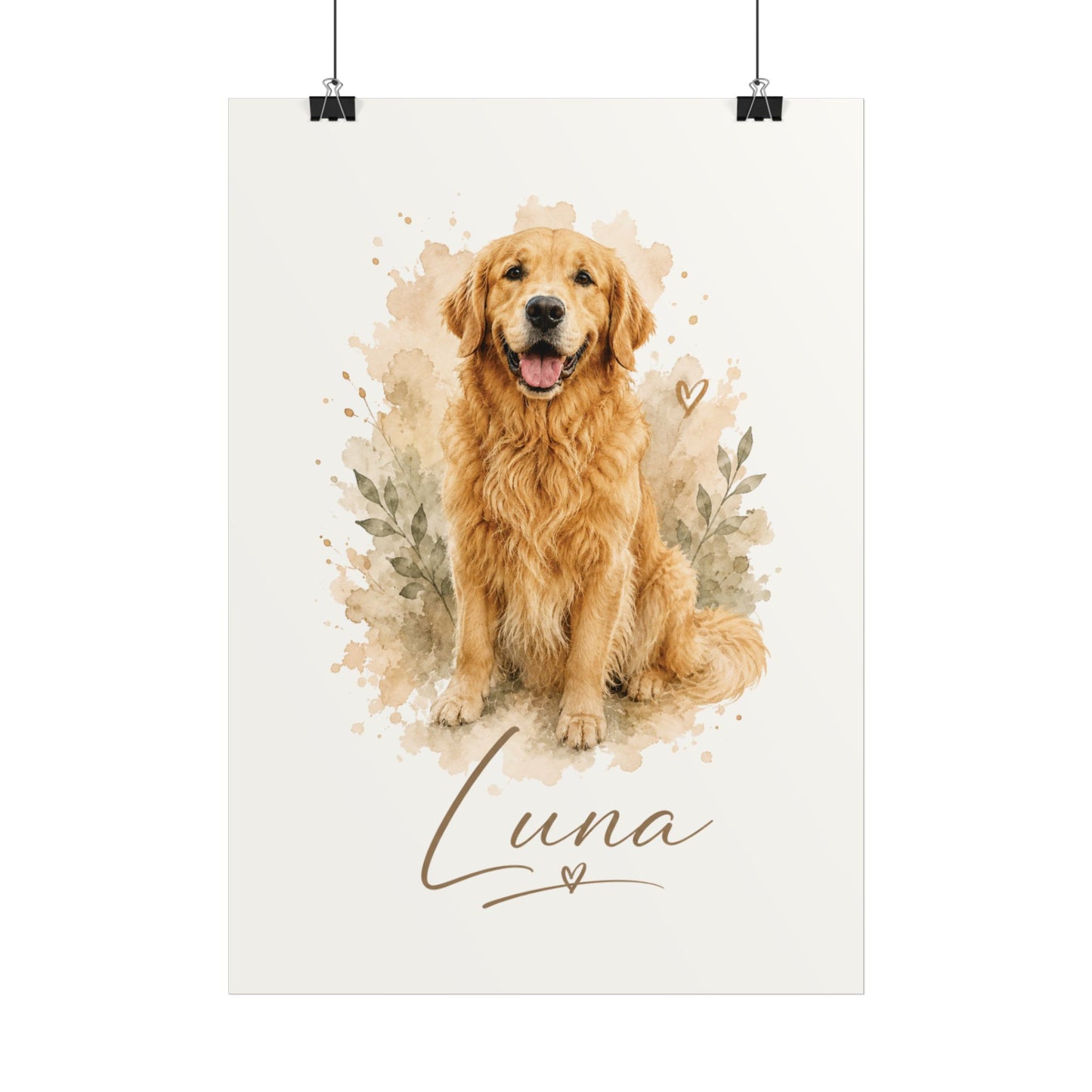 Personalisiertes Hundeposter | Aquarell Haustierportrait mit Name | Individuelles Hunde Poster | Geschenk für Hundebesitzer | Tierportrait