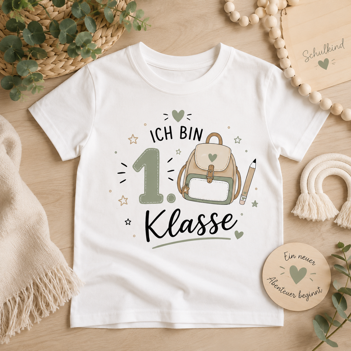 Ich bin 1. Klasse Shirt Kinder | Einschulung 2026 T-Shirt | Schulkind Shirt mit Schulranzen | Geschenk zum ersten Schultag