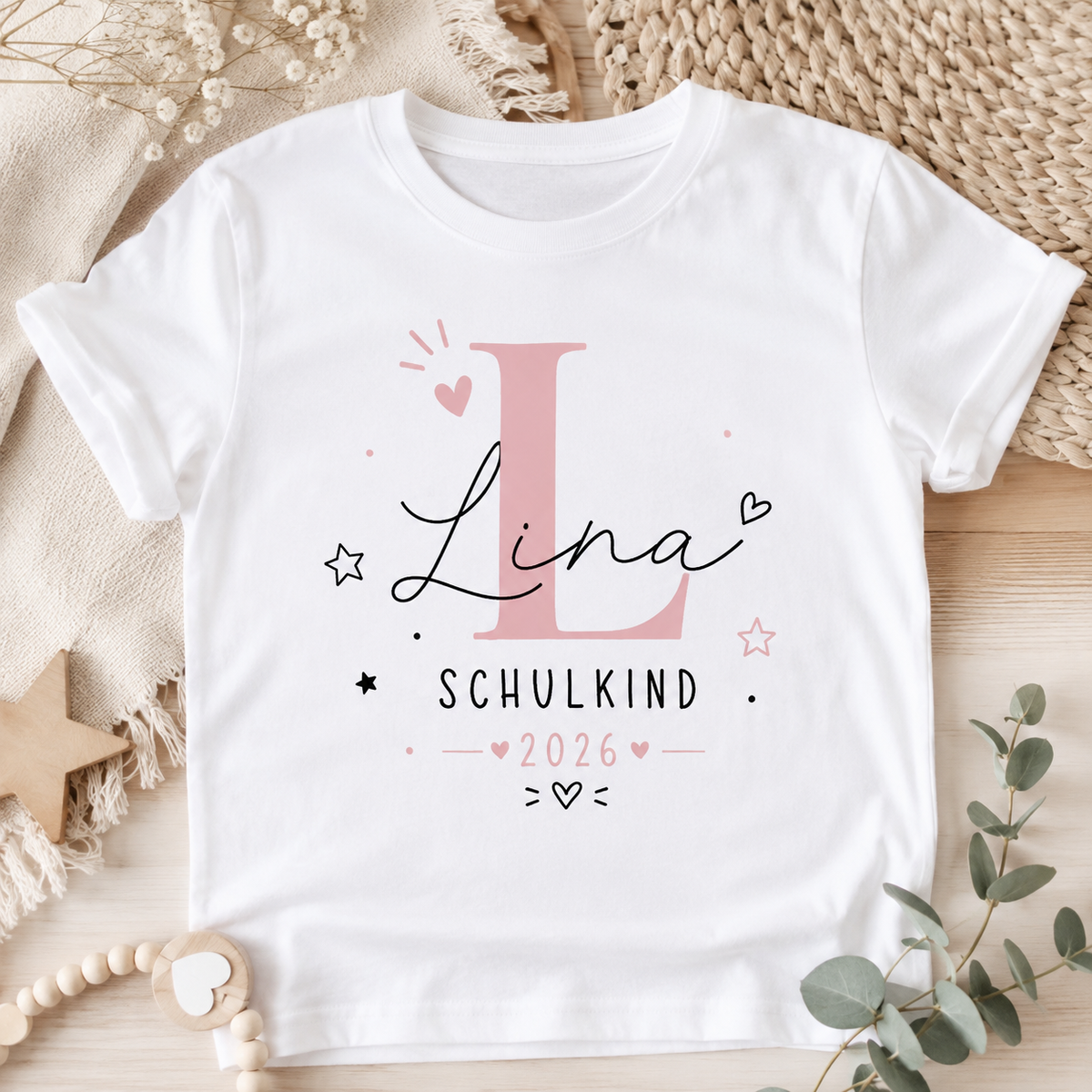 Personalisiertes Schulkind Shirt 2026 | Einschulung Shirt mit Name | Mädchen T-Shirt 1. Klasse | Geschenk zur Einschulung | Erstklässler