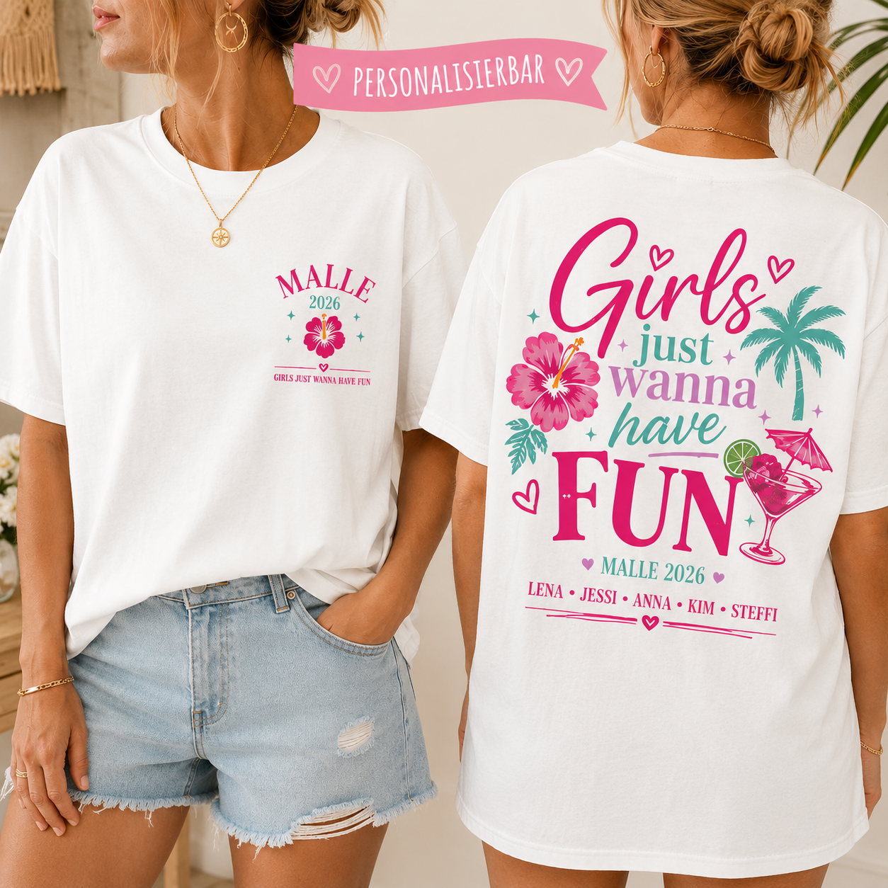 Personalisierbares Malle 2026 Damen Shirt | Girls Just Wanna Have Fun |