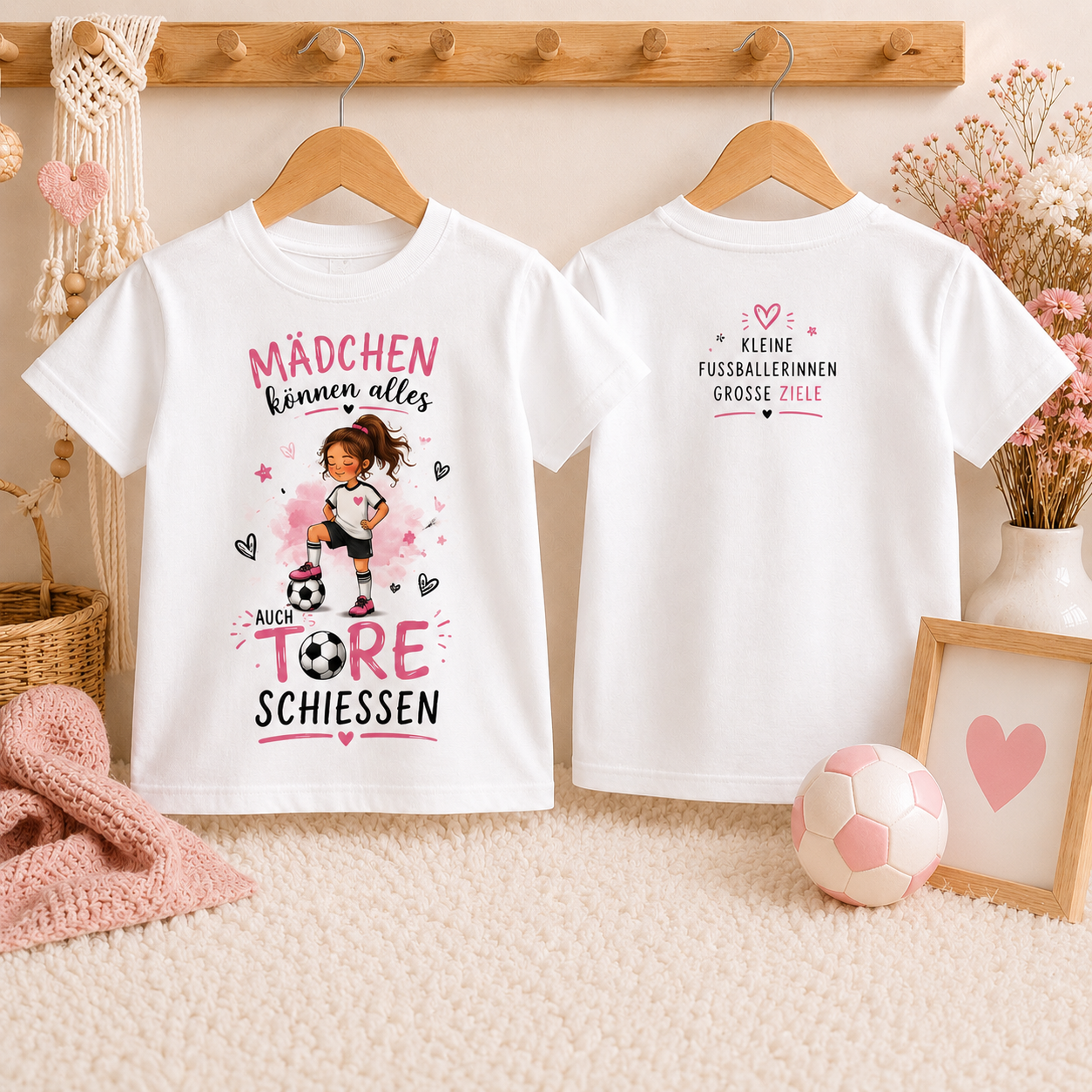 Mädchen können alles auch Tore schießen Shirt | Fußball Mädchen Kinder T-Shirt