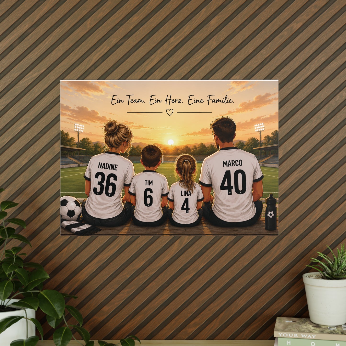Personalisiertes Fußball Familienposter | Familie im Trikot | Individuelles Poster | Geschenk für Fußballfans | Familienbild
