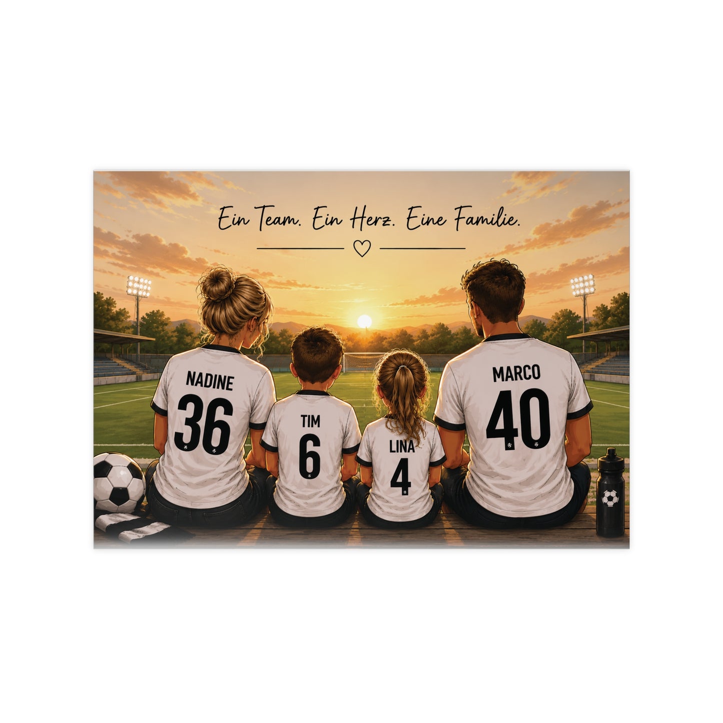 Personalisiertes Fußball Familienposter | Familie im Trikot | Individuelles Poster | Geschenk für Fußballfans | Familienbild