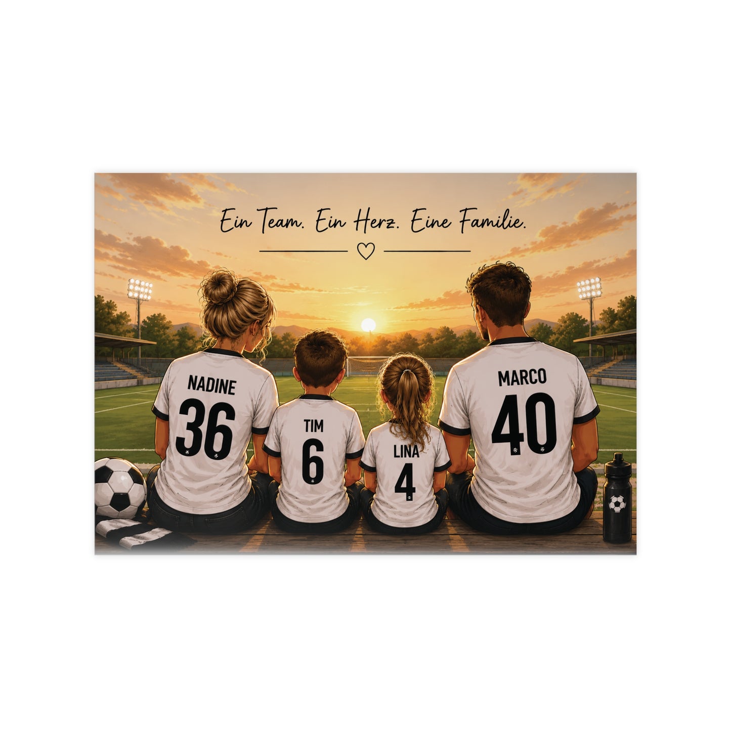 Personalisiertes Fußball Familienposter | Familie im Trikot | Individuelles Poster | Geschenk für Fußballfans | Familienbild