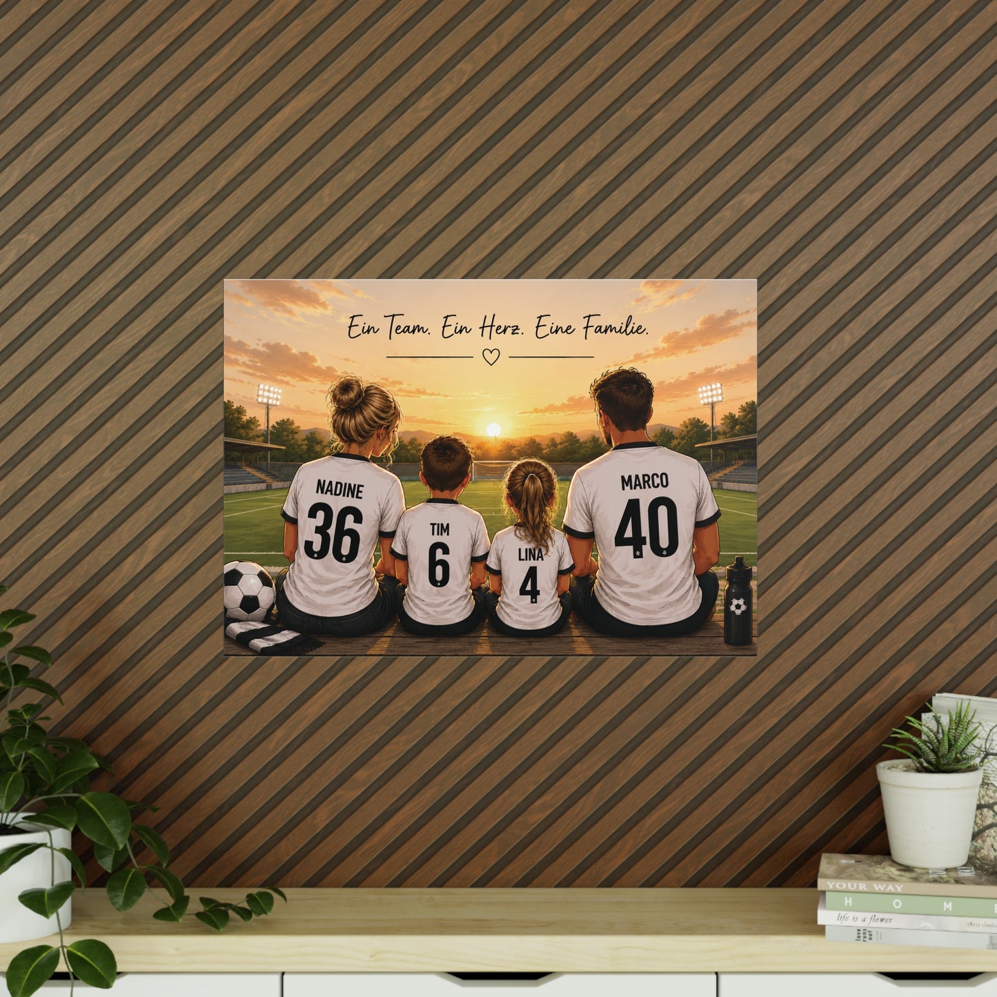 Personalisiertes Fußball Familienposter | Familie im Trikot | Individuelles Poster | Geschenk für Fußballfans | Familienbild