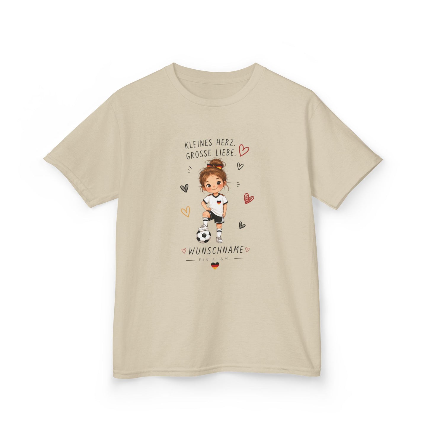Fußball Mädchen Shirt Personalisiert | Kinder T-Shirt mit Name | Deutschland Fan Shirt | Kleines Herz Große Liebe | Fußball Geschenk