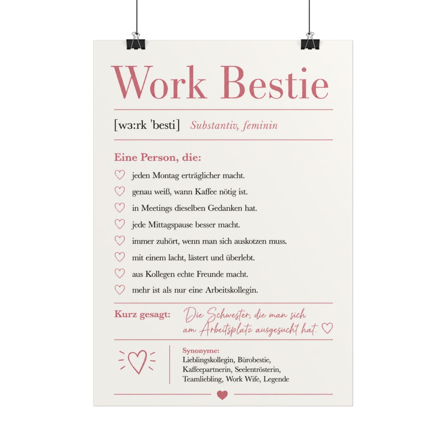 Work Bestie Definition Poster