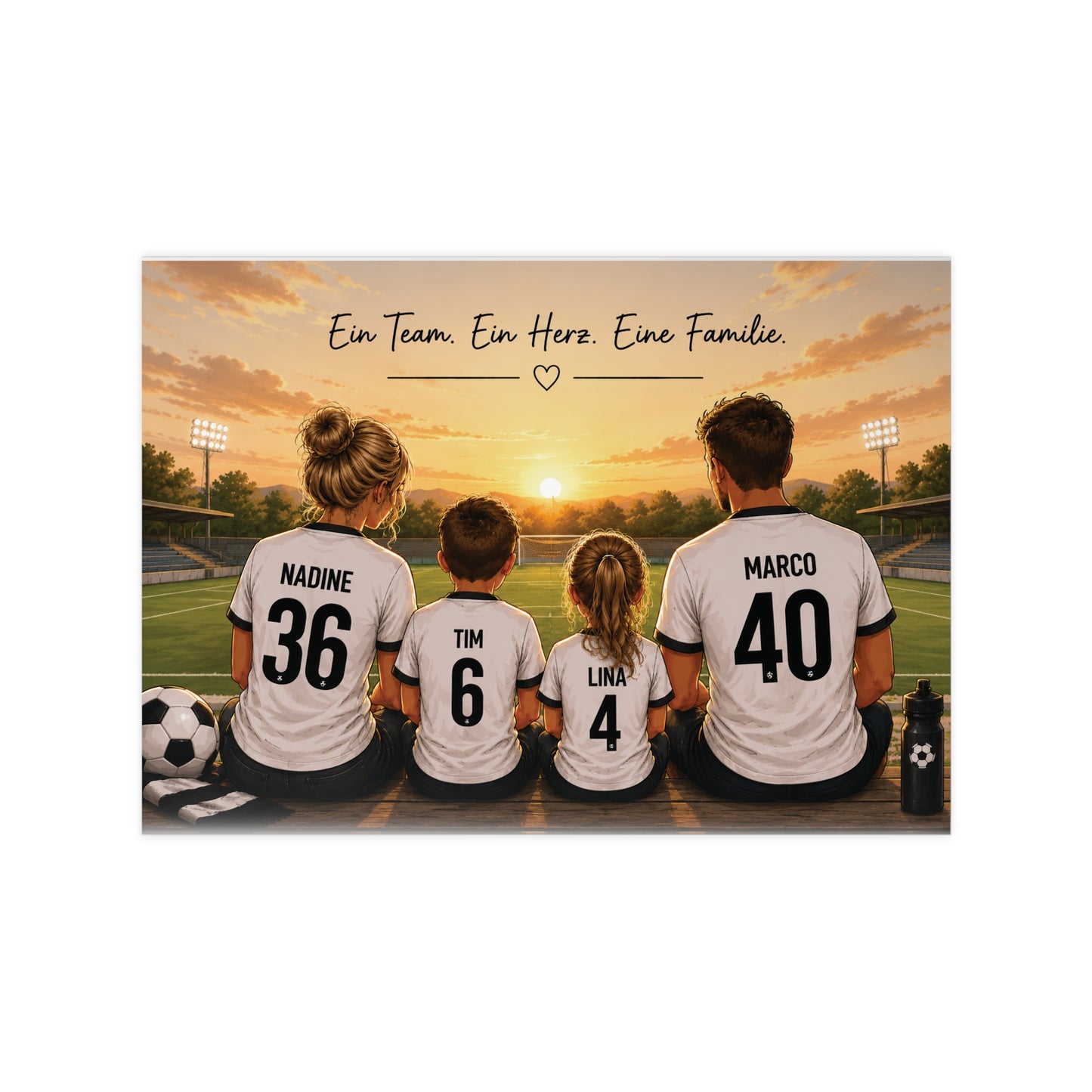 Personalisiertes Fußball Familienposter | Familie im Trikot | Individuelles Poster | Geschenk für Fußballfans | Familienbild