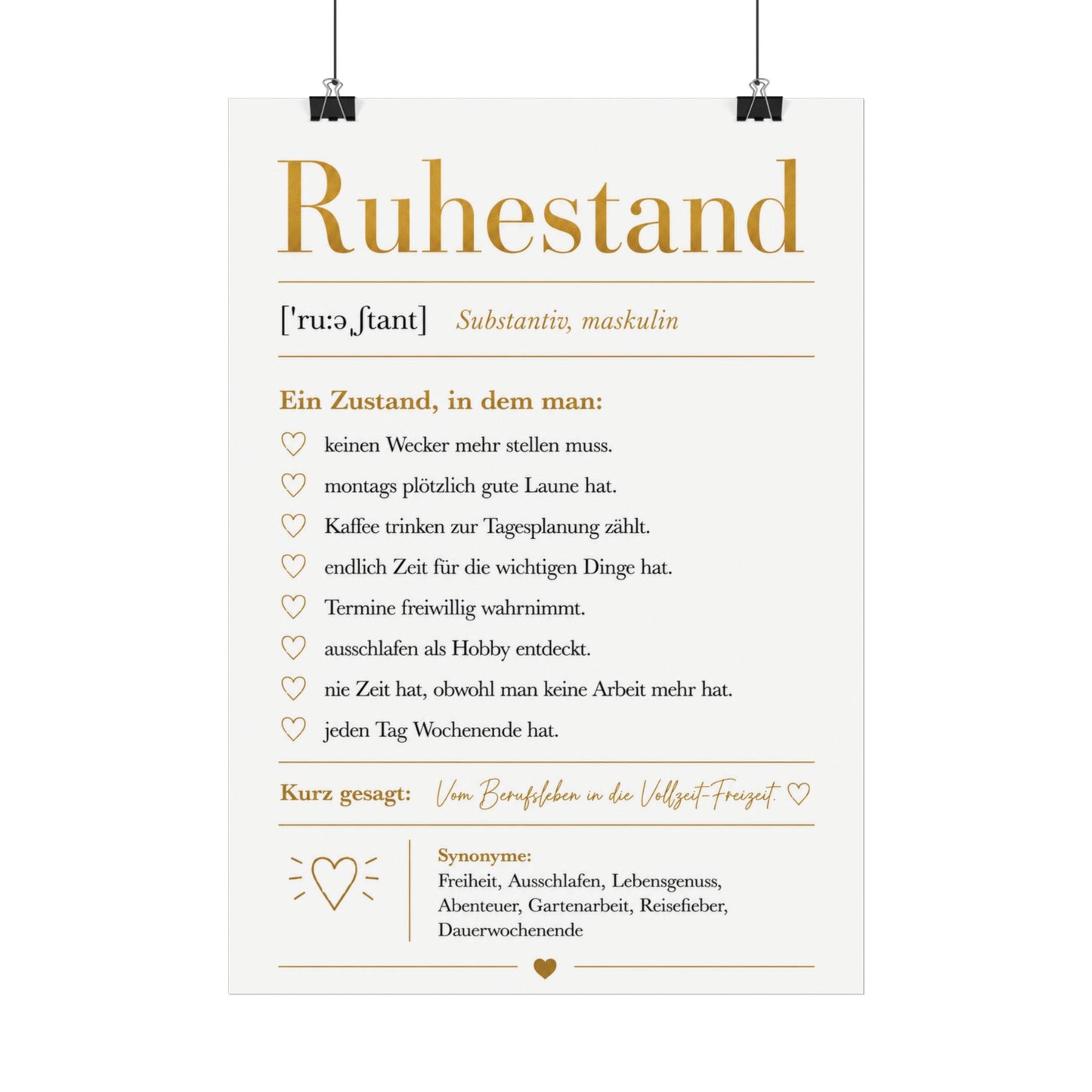 Ruhestand Definition Poster