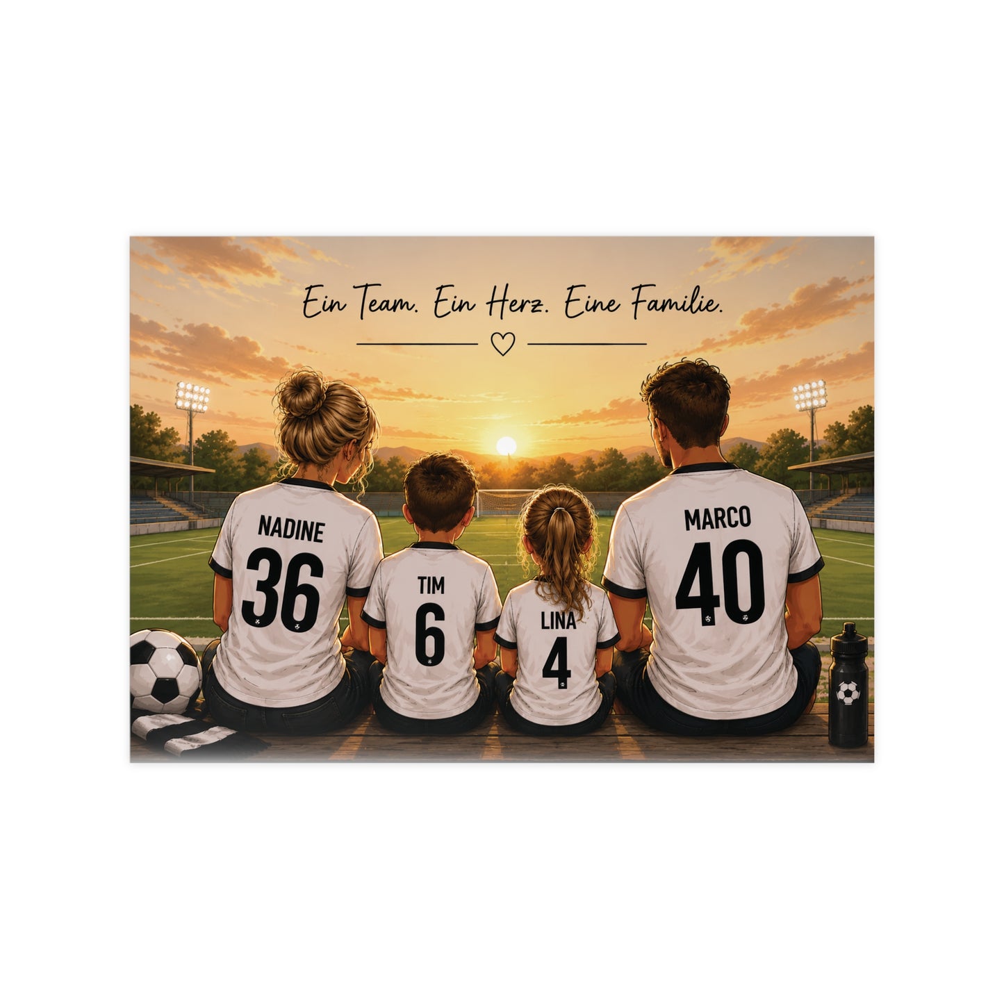 Personalisiertes Fußball Familienposter | Familie im Trikot | Individuelles Poster | Geschenk für Fußballfans | Familienbild