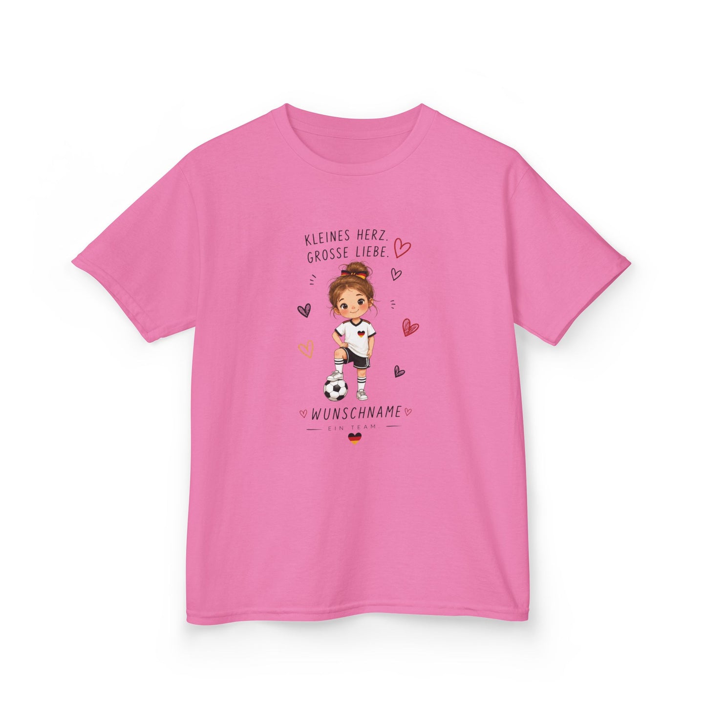 Fußball Mädchen Shirt Personalisiert | Kinder T-Shirt mit Name | Deutschland Fan Shirt | Kleines Herz Große Liebe | Fußball Geschenk