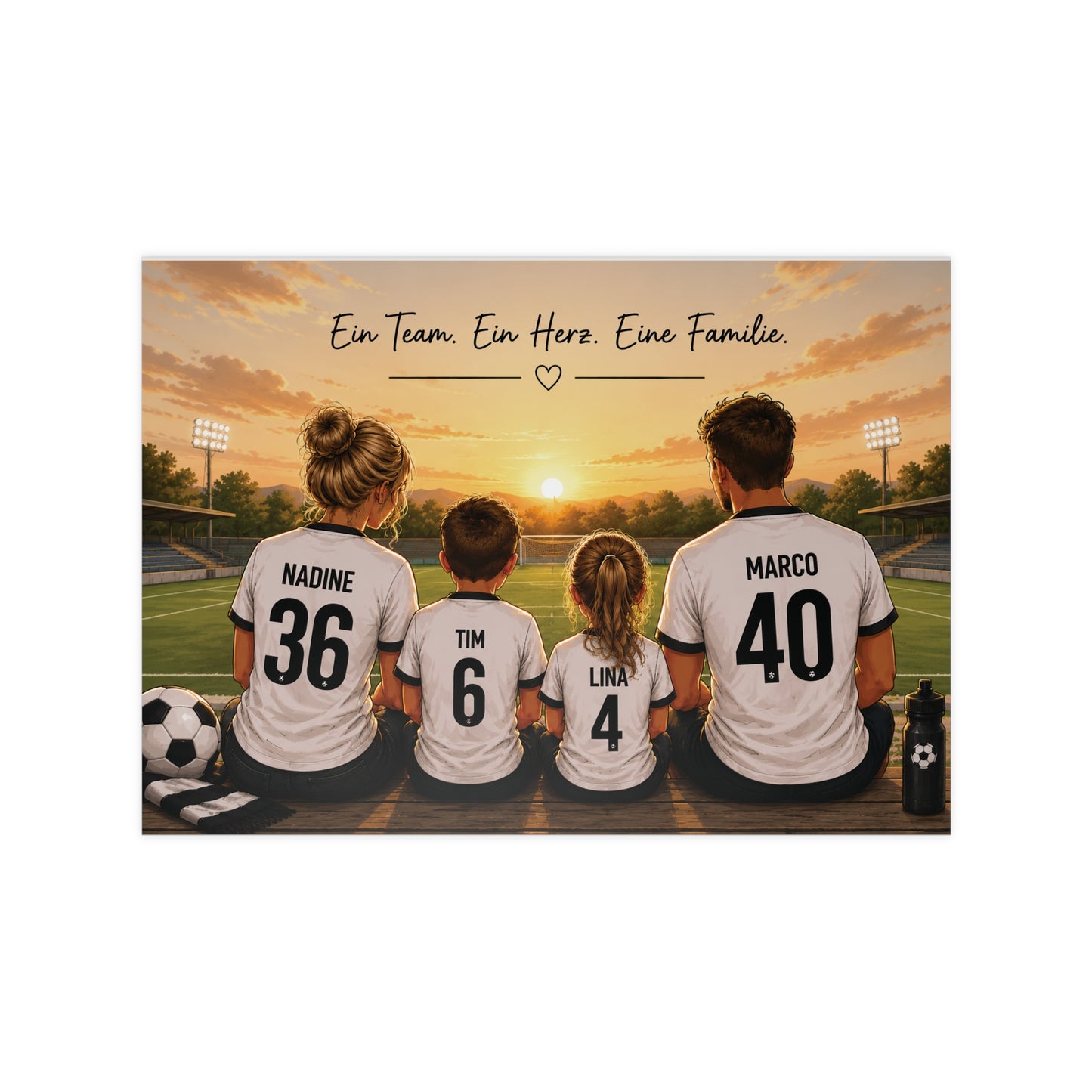 Personalisiertes Fußball Familienposter | Familie im Trikot | Individuelles Poster | Geschenk für Fußballfans | Familienbild