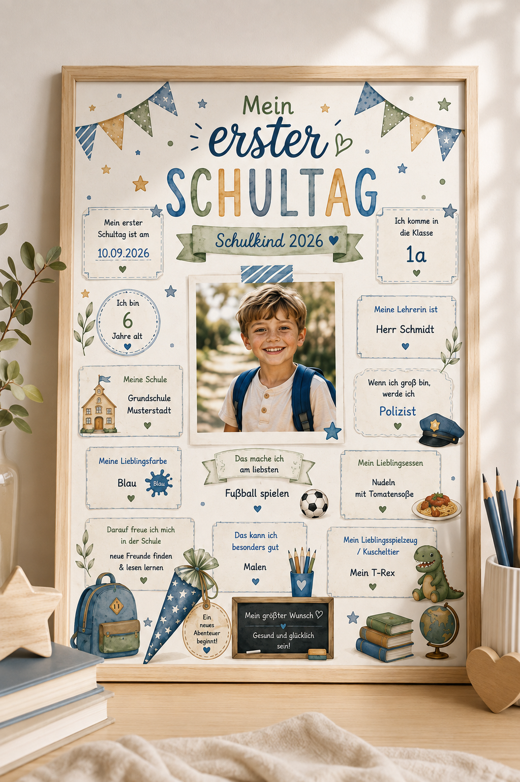 Personalisiertes Einschulung Poster mit Foto | Mein erster Schultag | Schulkind 2026 | Erinnerung Einschulung | Geschenk Schulanfang