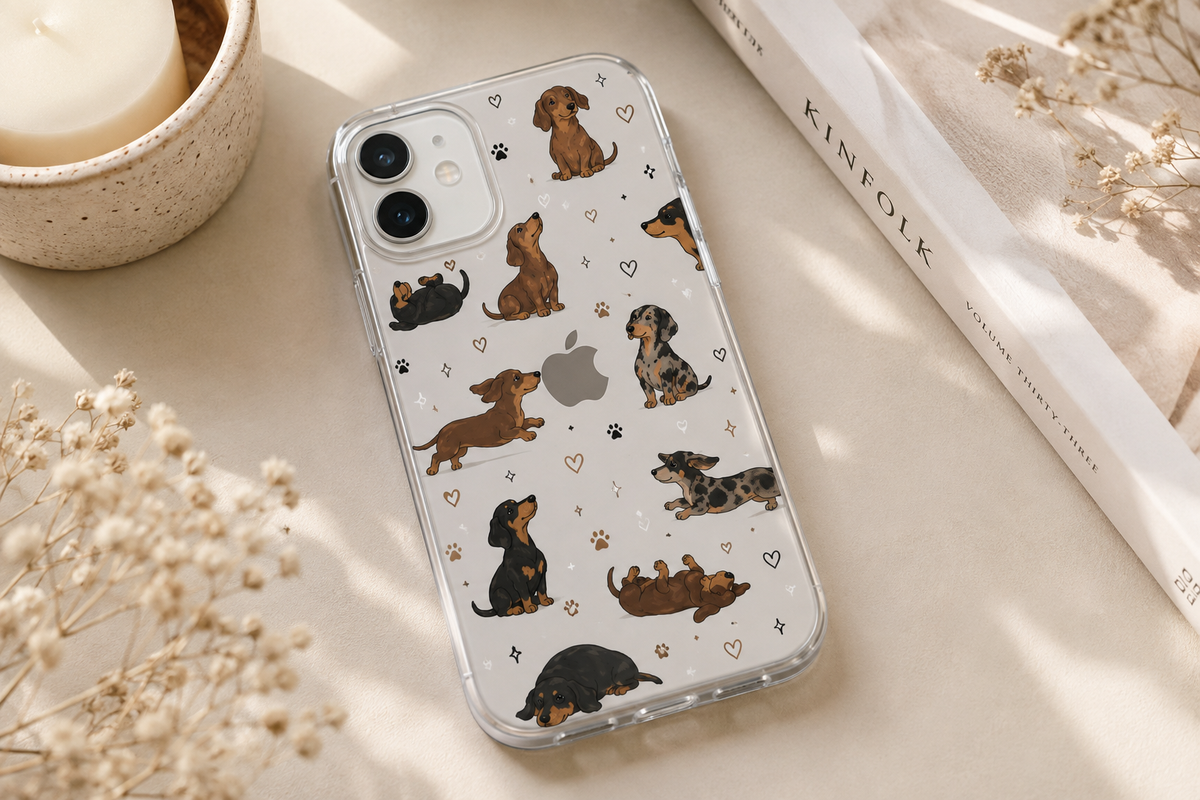 Dackel Handyhülle Transparent | Hunde Handyhülle mit Dackel Motiv | Dachshund Case | Geschenk für Dackel Mama | Hundeliebhaber Geschenk