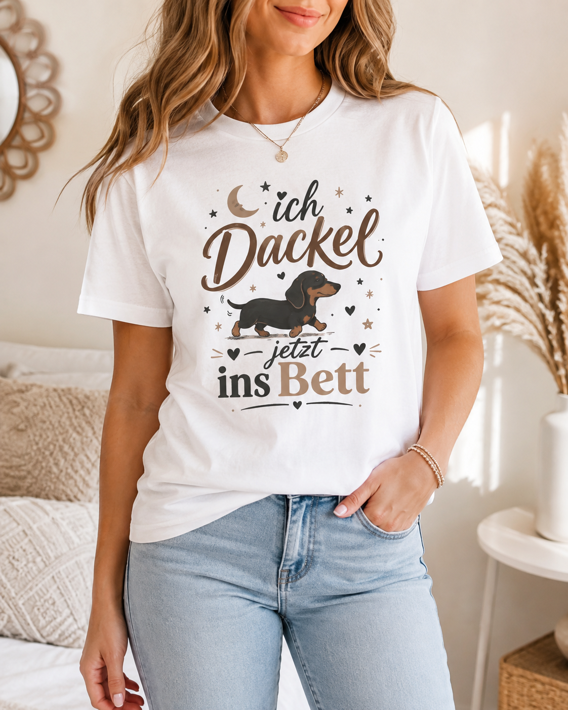 Dackel T\-Shirt Damen \| Ich Dackel jetzt ins Bett Shirt \| Lustiges Dackel Shirt \| Geschenk für Dackel Mama \| Hunde T\-Shirt
