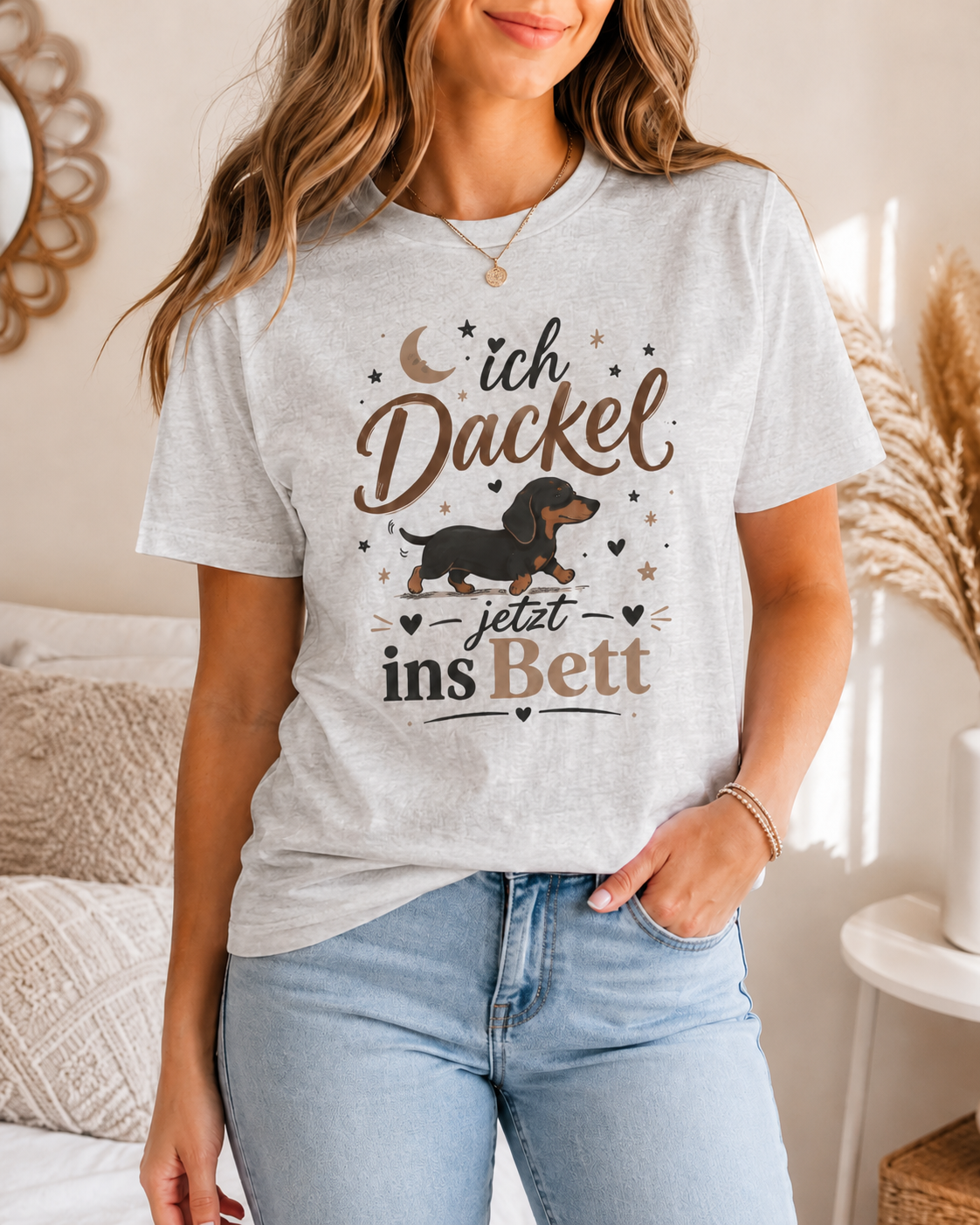 Dackel T\-Shirt Damen \| Ich Dackel jetzt ins Bett Shirt \| Lustiges Dackel Shirt \| Geschenk für Dackel Mama \| Hunde T\-Shirt