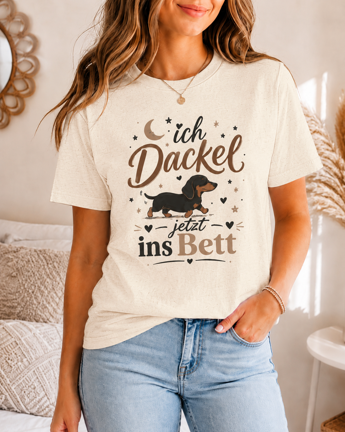 Dackel T\-Shirt Damen \| Ich Dackel jetzt ins Bett Shirt \| Lustiges Dackel Shirt \| Geschenk für Dackel Mama \| Hunde T\-Shirt