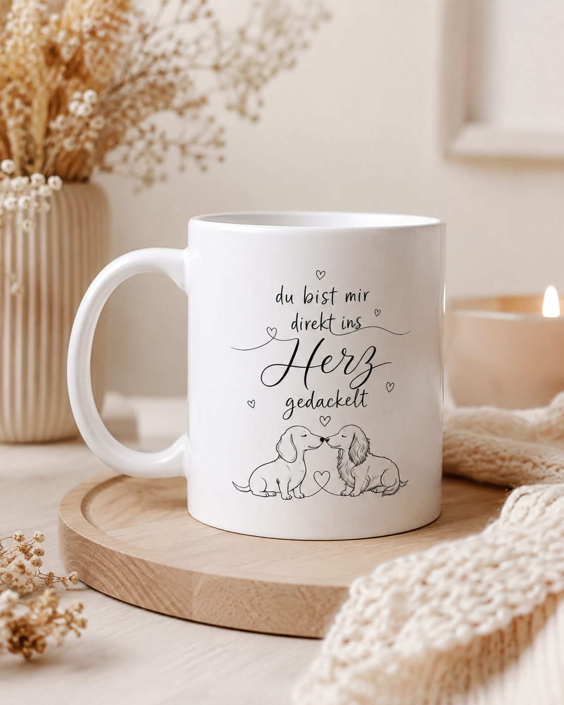 Dackel Tasse Du bist mir direkt ins Herz gedackelt | Geschenk für Dackel Liebhaber | Hundetasse | Dackel Geschenk | Tasse Hund