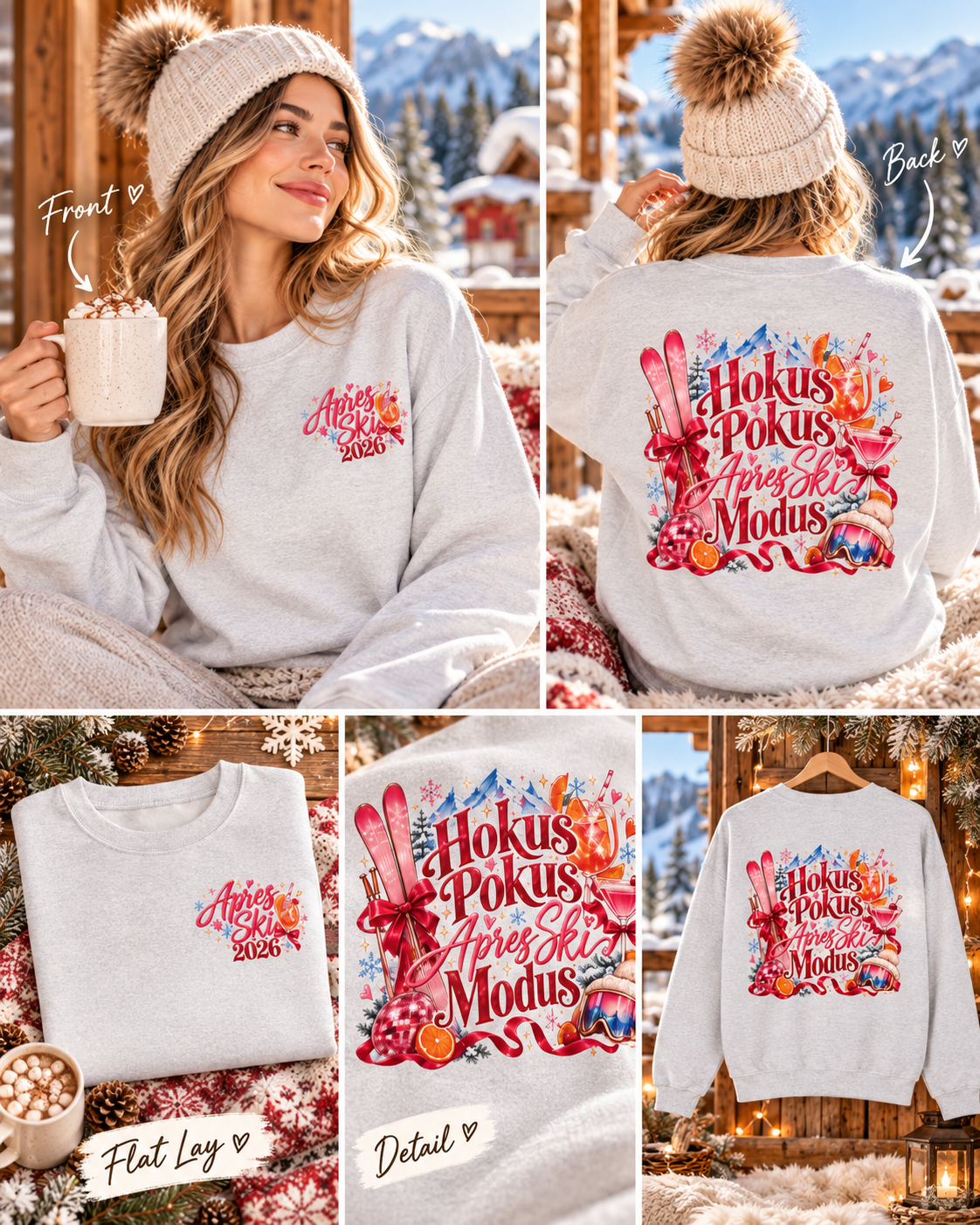 Après Ski Pullover Damen personalisiert | Hokus Pokus Après Ski Modus | Skiurlaub Sweatshirt mit Jahr | Winter Pullover Damen | Ski Geschenk
