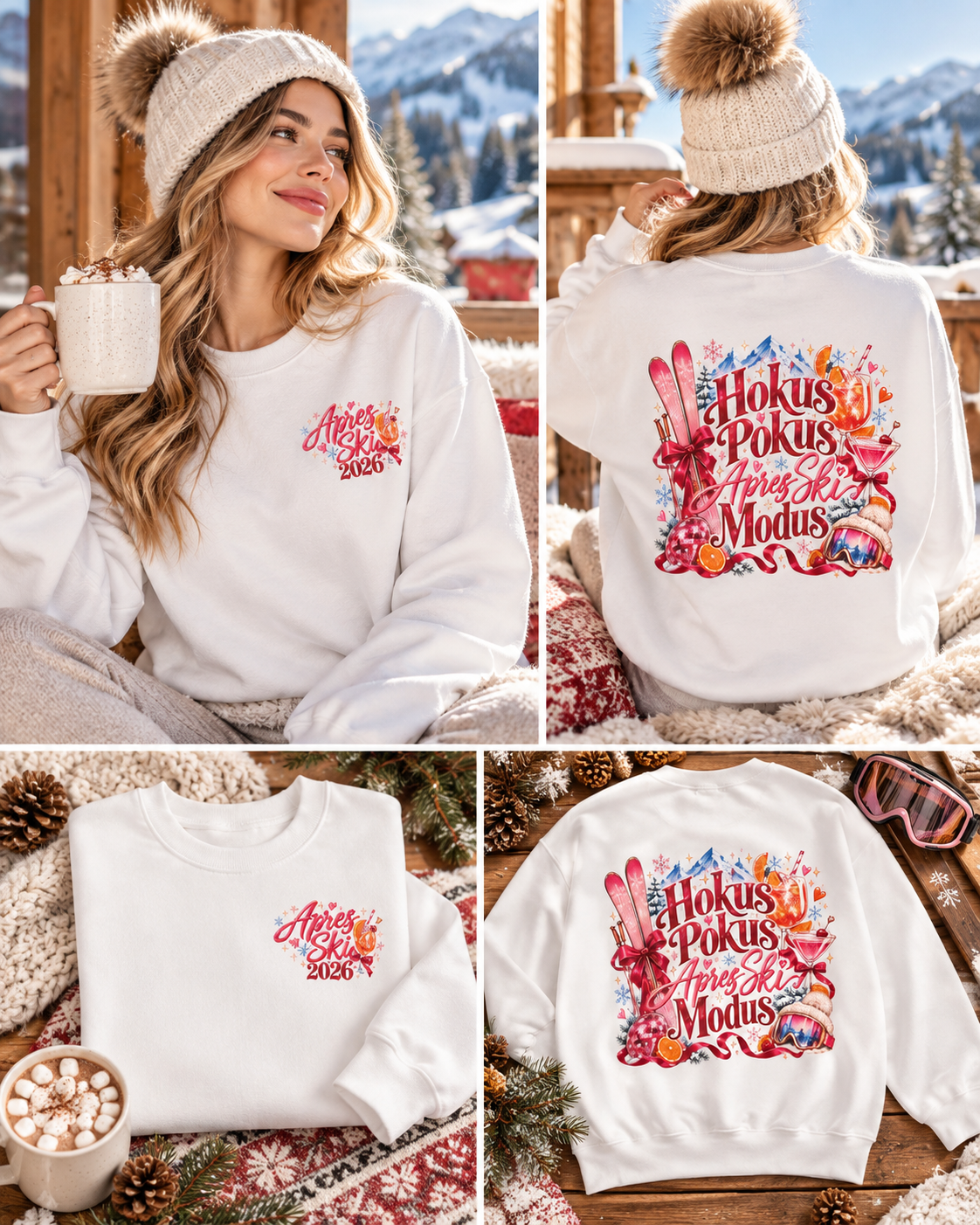 Après Ski Pullover Damen personalisiert | Hokus Pokus Après Ski Modus | Skiurlaub Sweatshirt mit Jahr | Winter Pullover Damen | Ski Geschenk