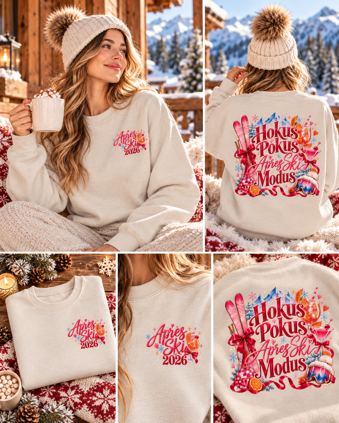 Après Ski Pullover Damen personalisiert | Hokus Pokus Après Ski Modus | Skiurlaub Sweatshirt mit Jahr | Winter Pullover Damen | Ski Geschenk