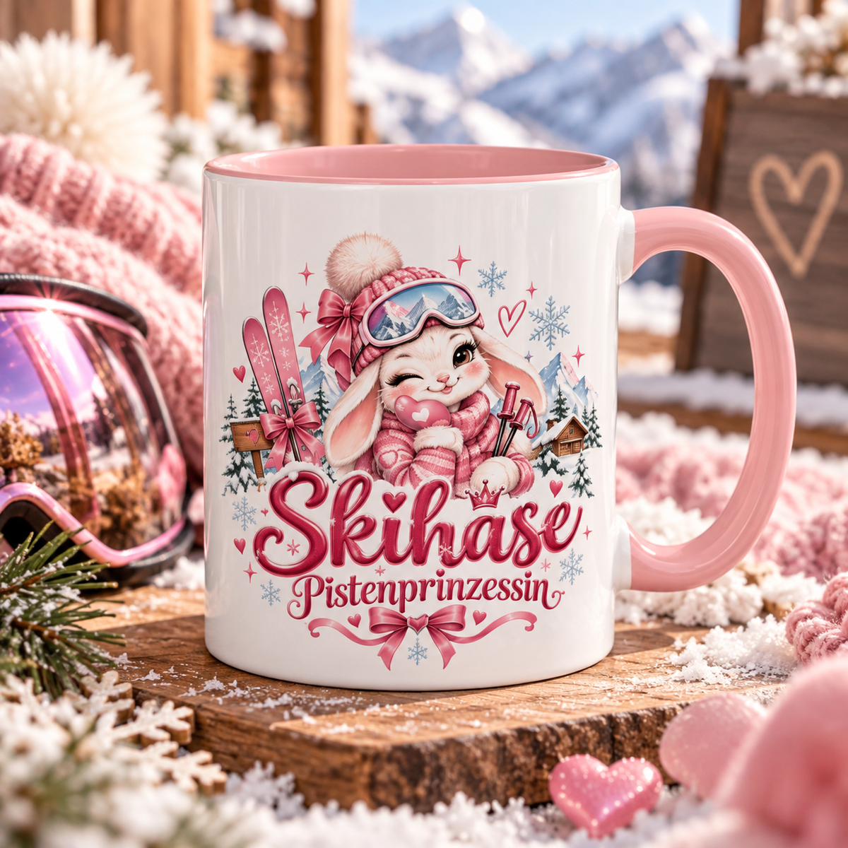 Skihase Tasse Pistenprinzessin | Ski Tasse Damen | Geschenk für Skifahrerin | Après Ski Tasse | Winter Tasse | Skiurlaub Geschenk