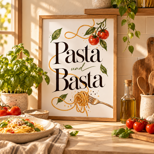 Pasta & Basta - Mediterranes Küchenposter