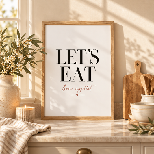 Let´s Eat Bon Appetit - Minimalistisches Küchenposter