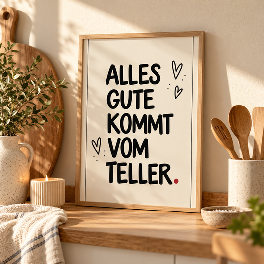 Alles Gute Kommt Vom Teller - Lustiges Küchenposter