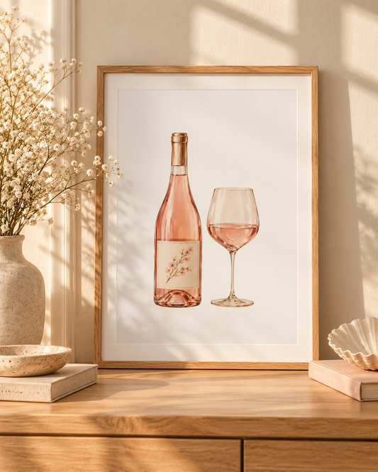 Rosé Wein - Minimalistisches Weinposter für Küche & Esszimmer