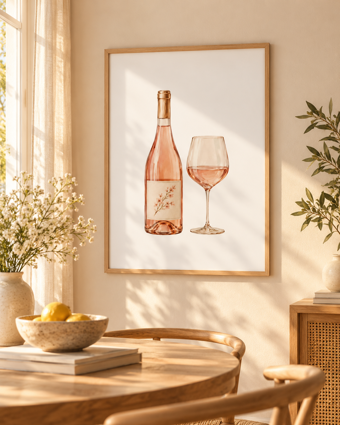 Rosé Wein - Minimalistisches Weinposter für Küche & Esszimmer