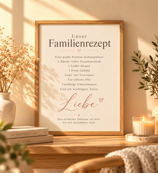 Unser Familienrezept - Liebevolles Familienposter für die Küche