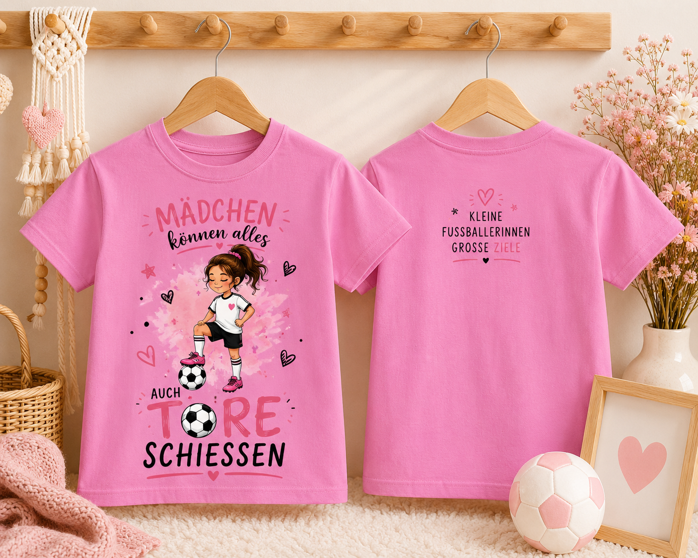 Mädchen können alles auch Tore schießen Shirt | Fußball Mädchen Kinder T-Shirt