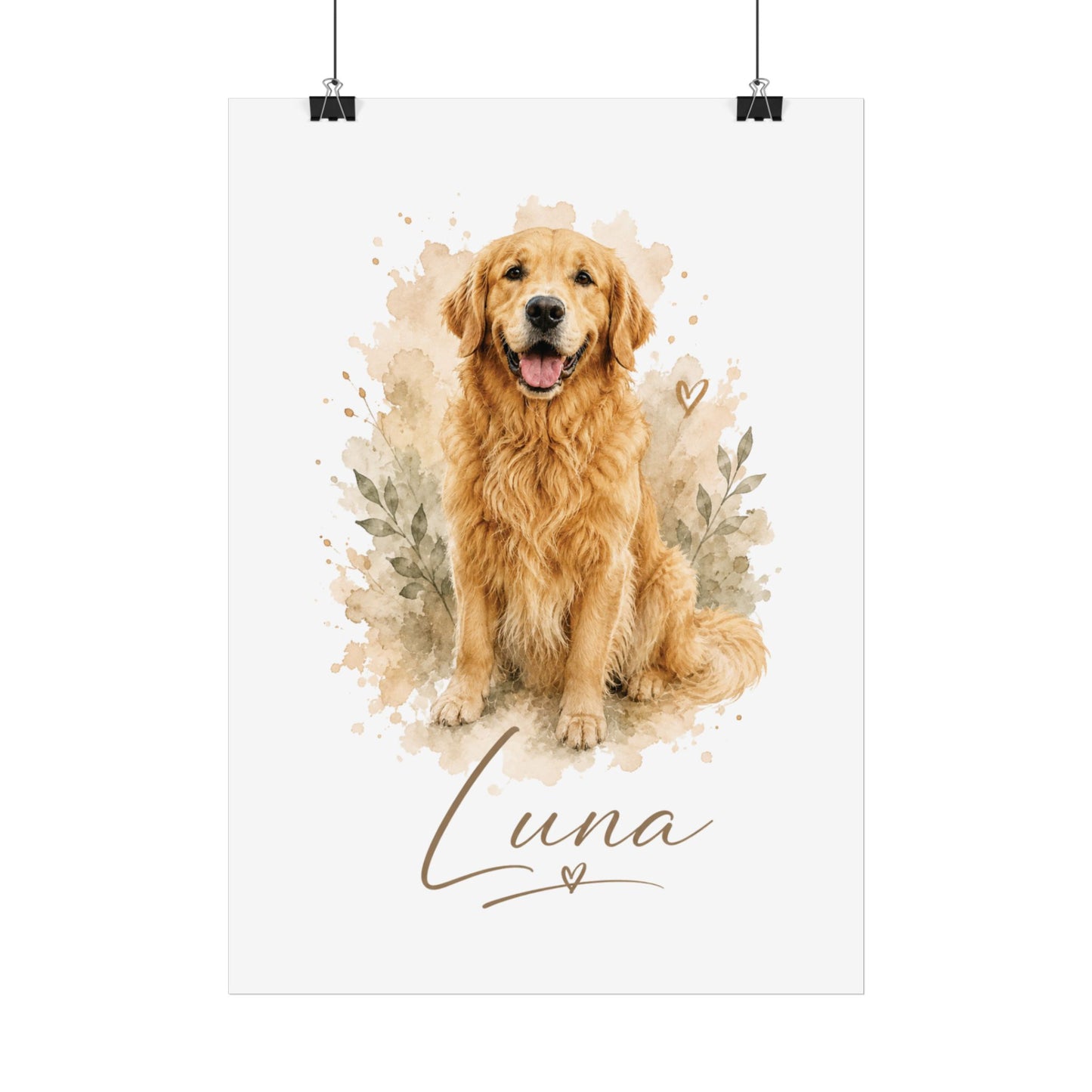 Personalisiertes Hundeposter | Aquarell Haustierportrait mit Name | Individuelles Hunde Poster | Geschenk für Hundebesitzer | Tierportrait