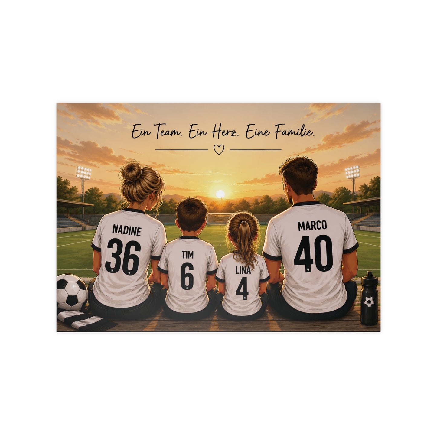 Personalisiertes Fußball Familienposter | Familie im Trikot | Individuelles Poster | Geschenk für Fußballfans | Familienbild