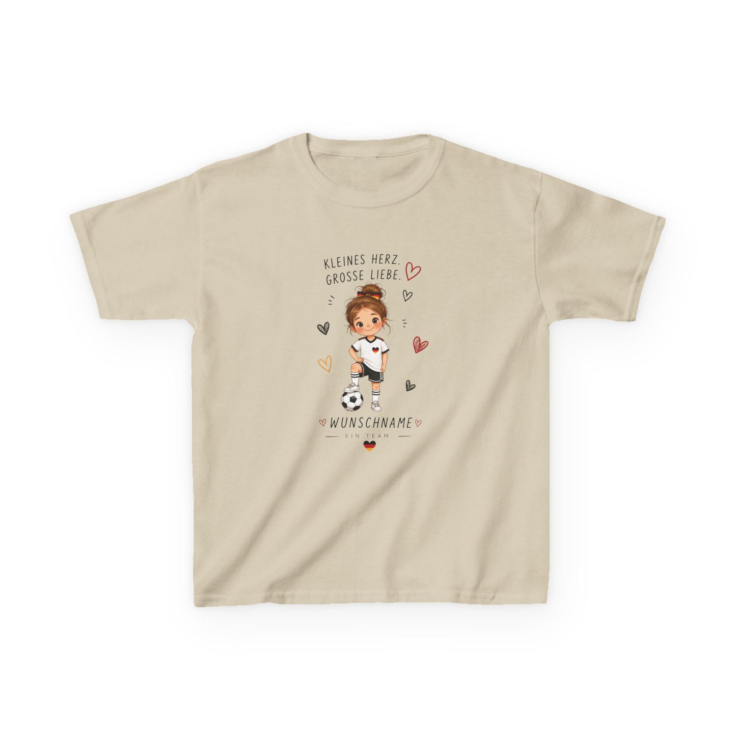 Fußball Mädchen Shirt Personalisiert | Kinder T-Shirt mit Name | Deutschland Fan Shirt | Kleines Herz Große Liebe | Fußball Geschenk