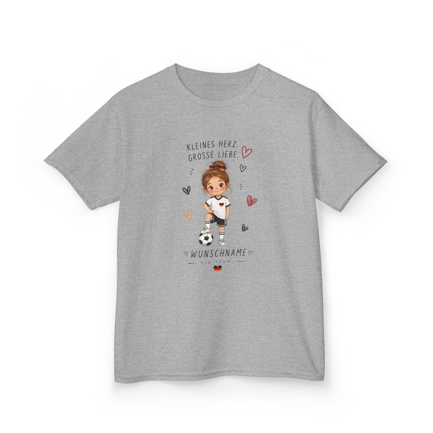 Fußball Mädchen Shirt Personalisiert | Kinder T-Shirt mit Name | Deutschland Fan Shirt | Kleines Herz Große Liebe | Fußball Geschenk