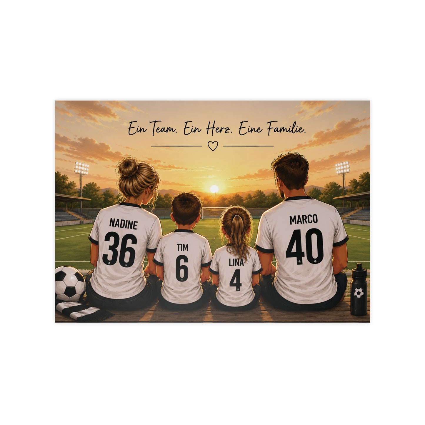 Personalisiertes Fußball Familienposter | Familie im Trikot | Individuelles Poster | Geschenk für Fußballfans | Familienbild