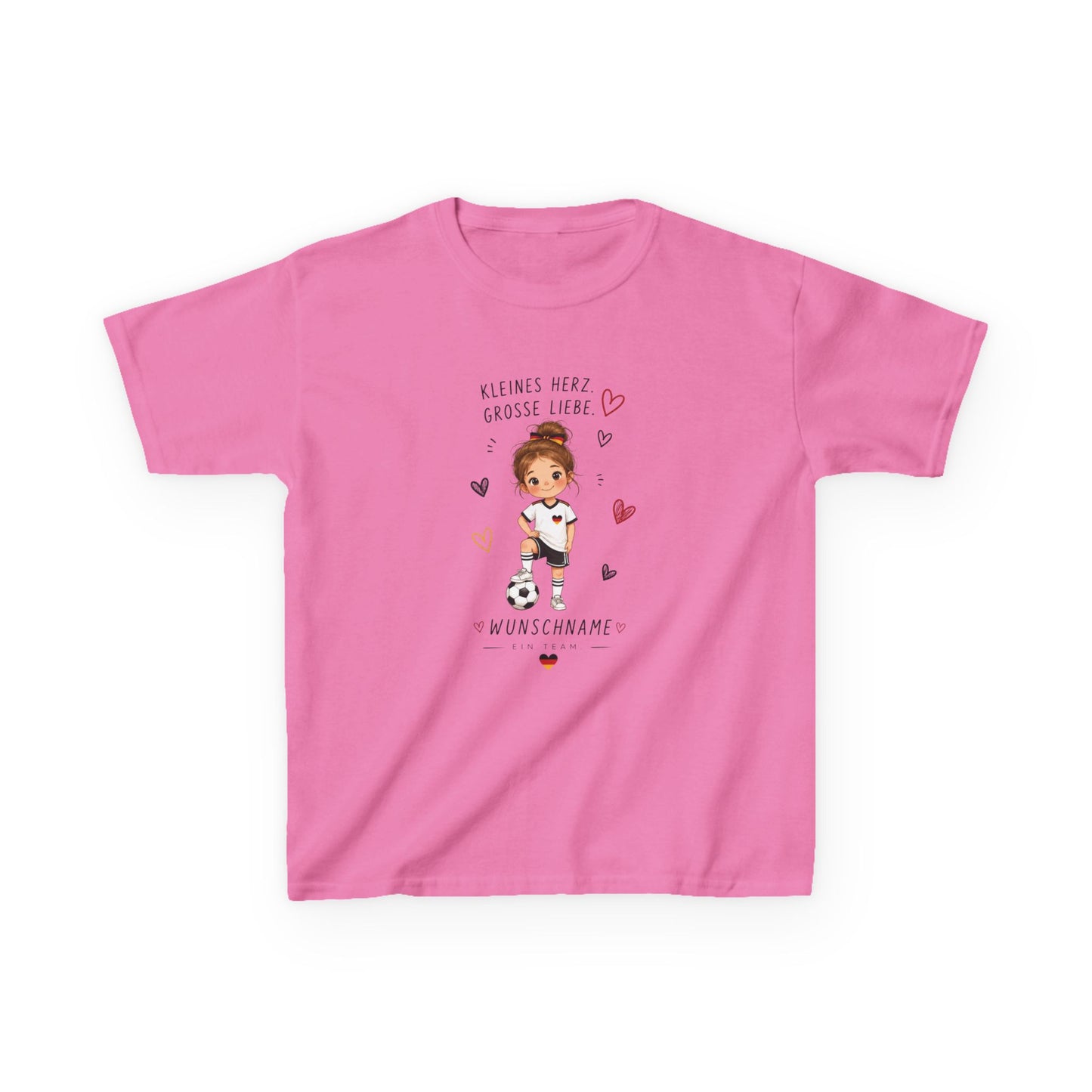 Fußball Mädchen Shirt Personalisiert | Kinder T-Shirt mit Name | Deutschland Fan Shirt | Kleines Herz Große Liebe | Fußball Geschenk