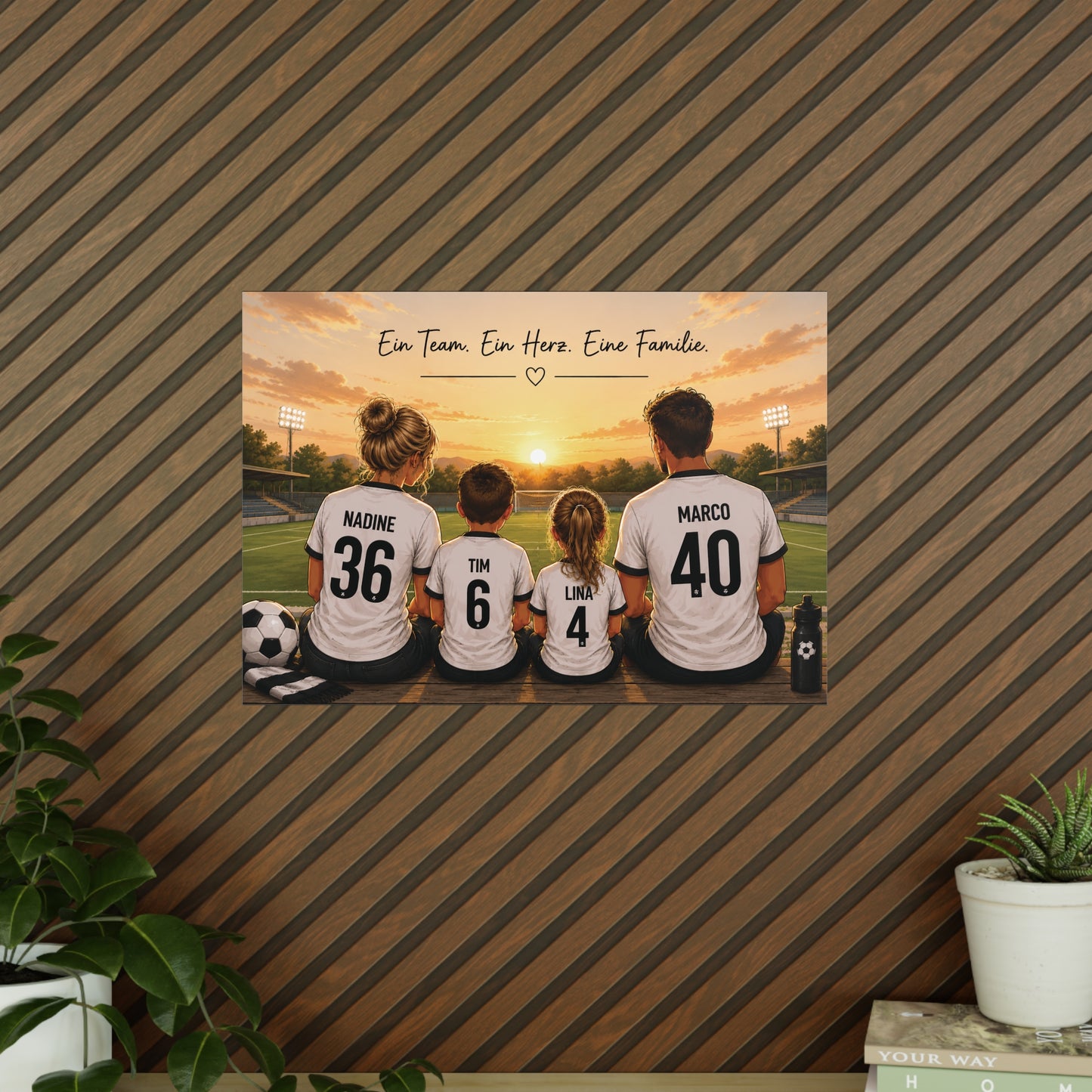 Personalisiertes Fußball Familienposter | Familie im Trikot | Individuelles Poster | Geschenk für Fußballfans | Familienbild