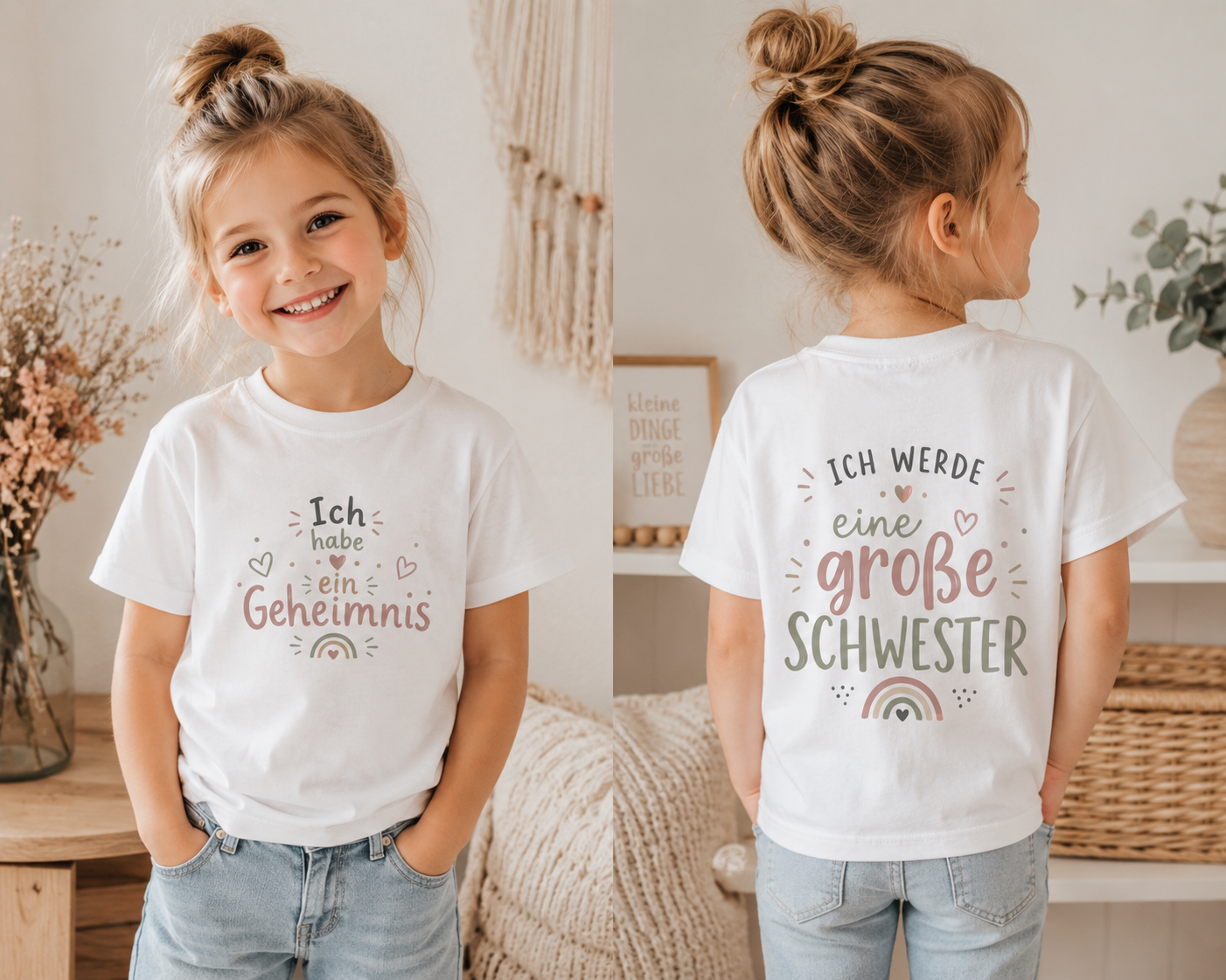 Große Schwester Shirt Kinder | Schwangerschaft verkünden | Ich habe ein Geheimnis | Ich werde eine große Schwester