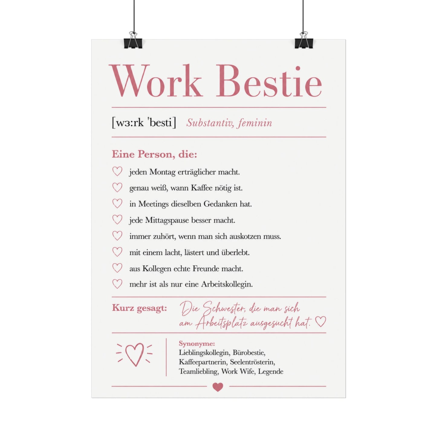 Work Bestie Definition Poster