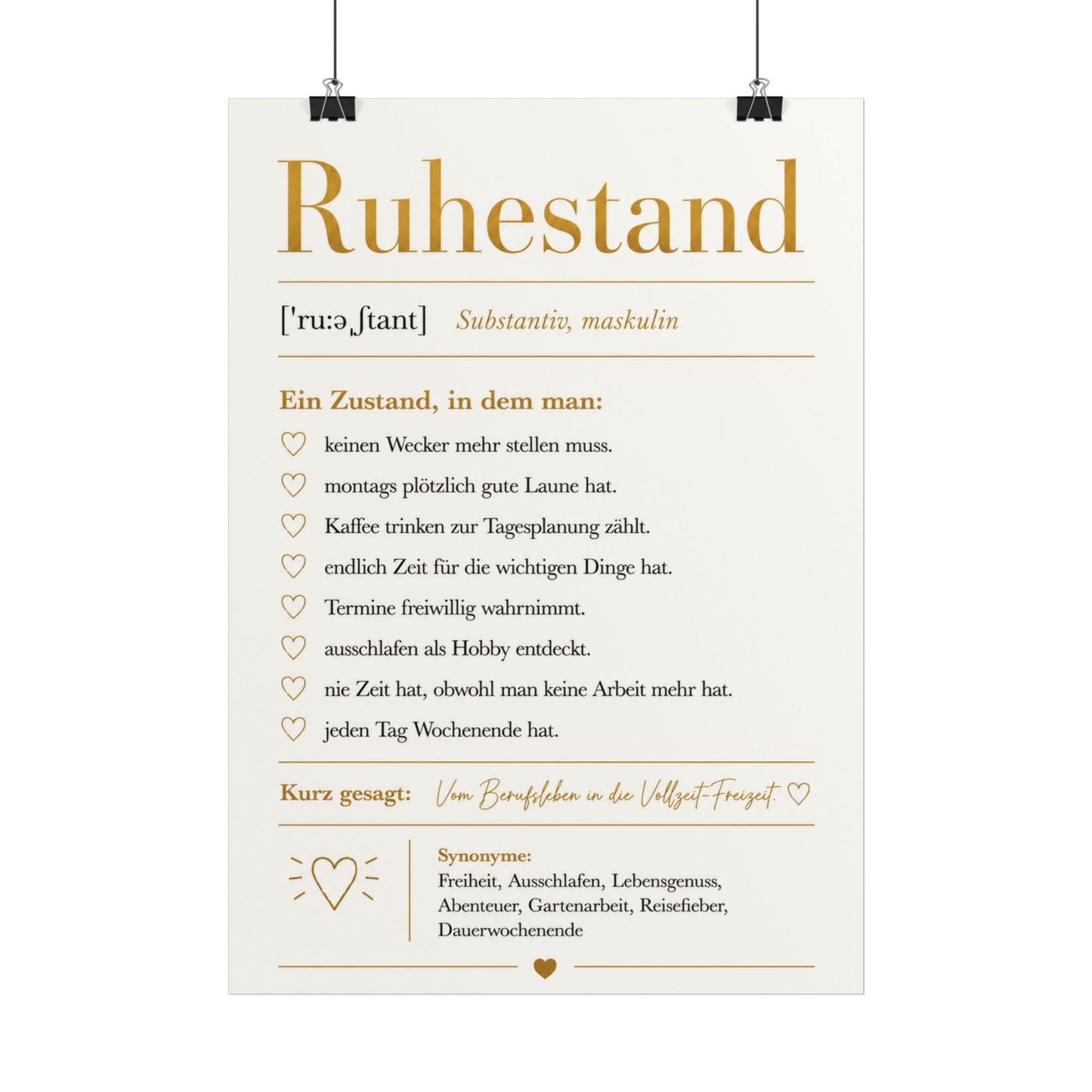 Ruhestand Definition Poster