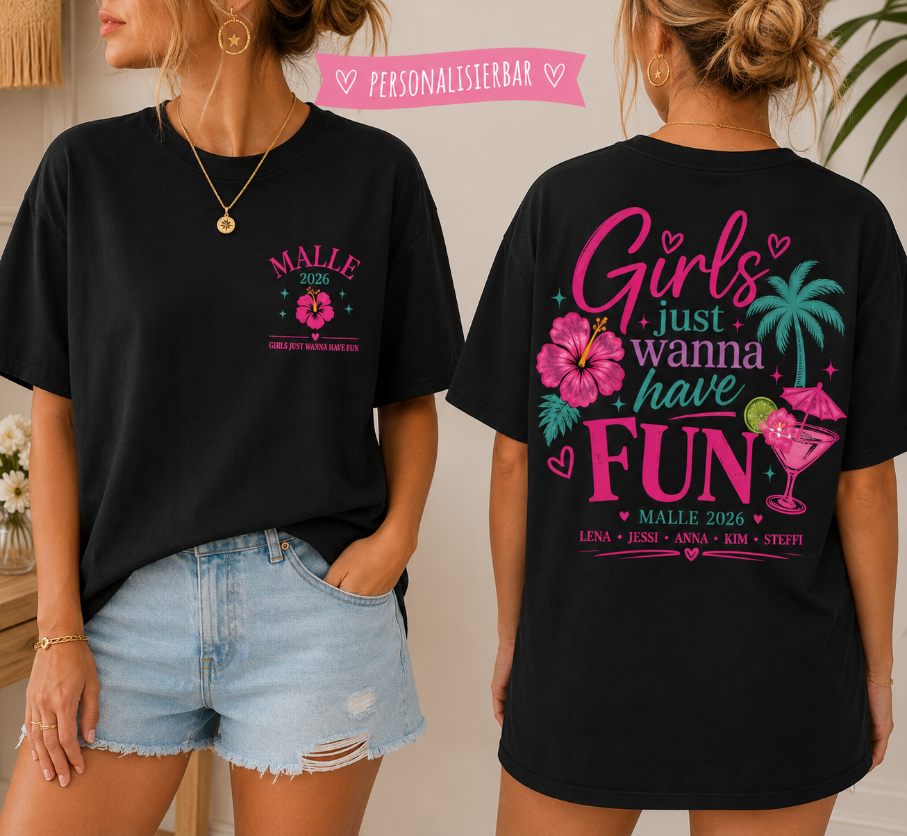 Personalisierbares Malle 2026 Damen Shirt | Girls Just Wanna Have Fun |