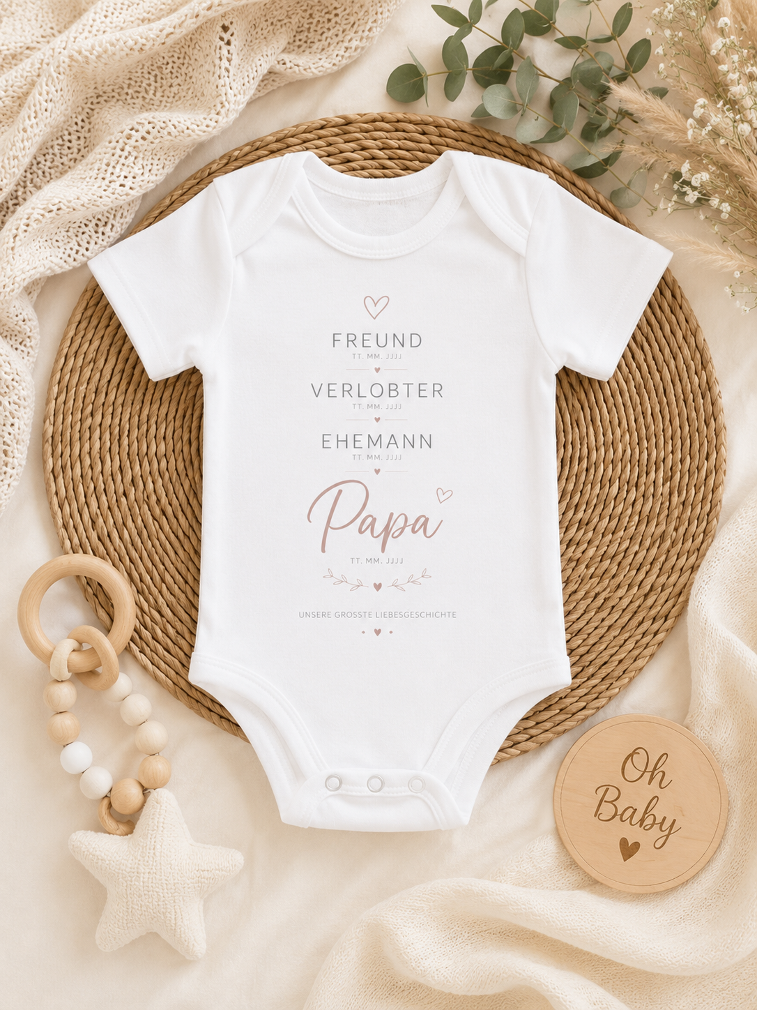 Personalisierter Babybody Schwangerschaft verkünden | Freund Verlobter Ehemann Papa | Geschenk für werdenden Papa